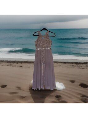 Lace Halter Romper Dress Formal Dusty Lilac Size 10 Kids